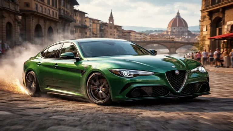 Alfa Romeo Giulia Quadrifoglio verte dans une course poursuite du film 6 Underground dans les rues de Florence.